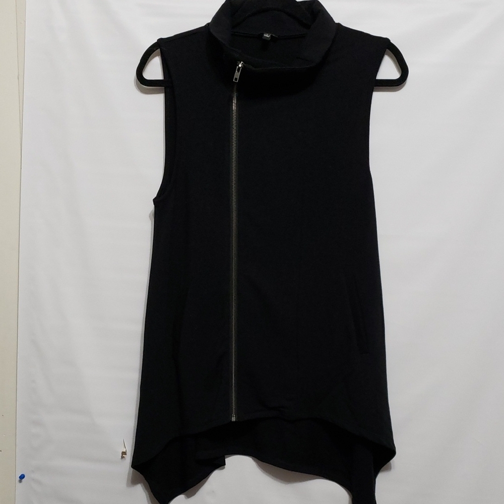 CABLE& GAUGE Black Sleeveless Zip-Up Vest‎